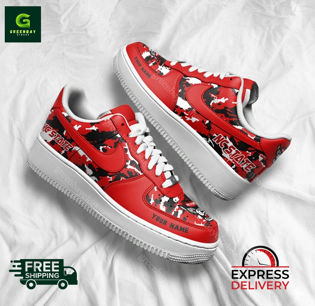 NC State Wolfpack Personalized Camo Collection Air Force 1 Shoes