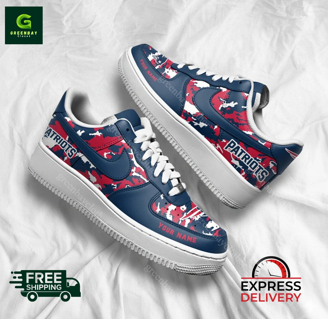 New England Patriots Personalized Camo Collection Air Force 1 Shoes