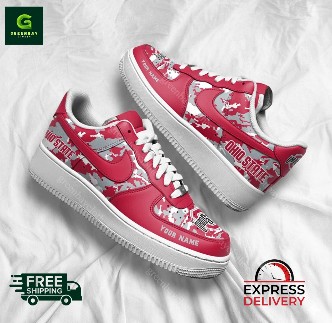 Ohio State Buckeyes Personalized Camo Collection Air Force 1 Shoes