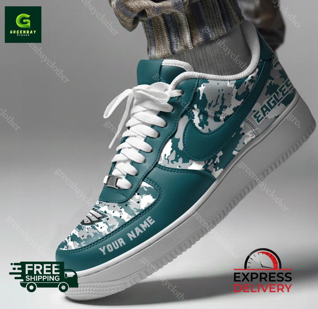 Philadelphia Eagles Personalized Camo Collection Air Force 1 Shoes