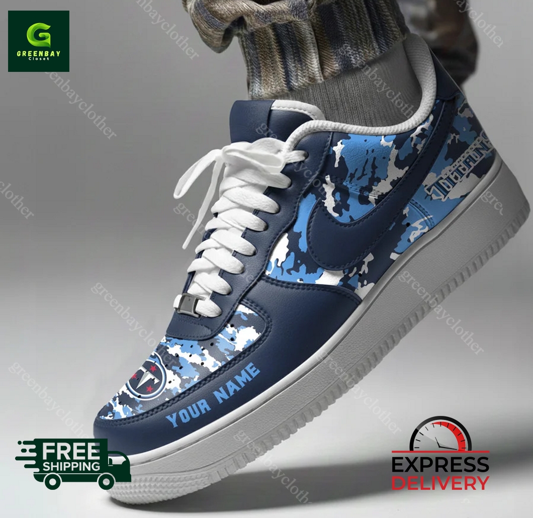 Tennessee Titans Personalized Camo Collection Air Force 1 Shoes