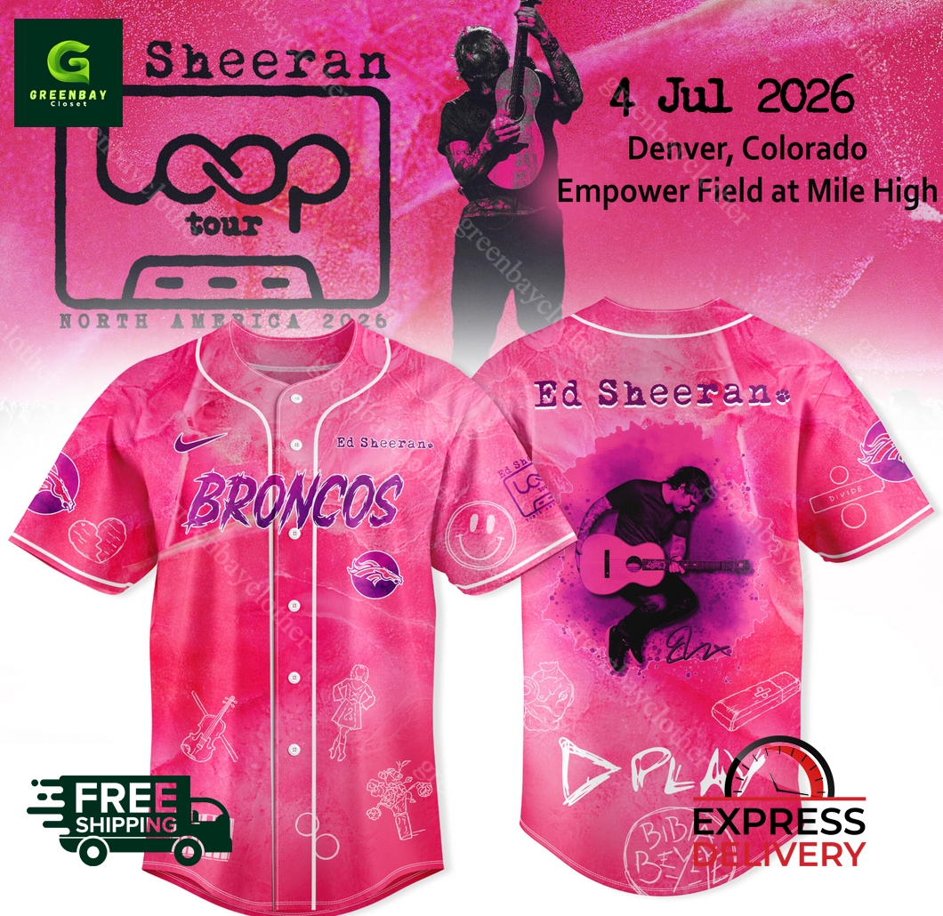 Ed Sheeran LOOP Tour 2026 Denver Broncos Baseball Jersey