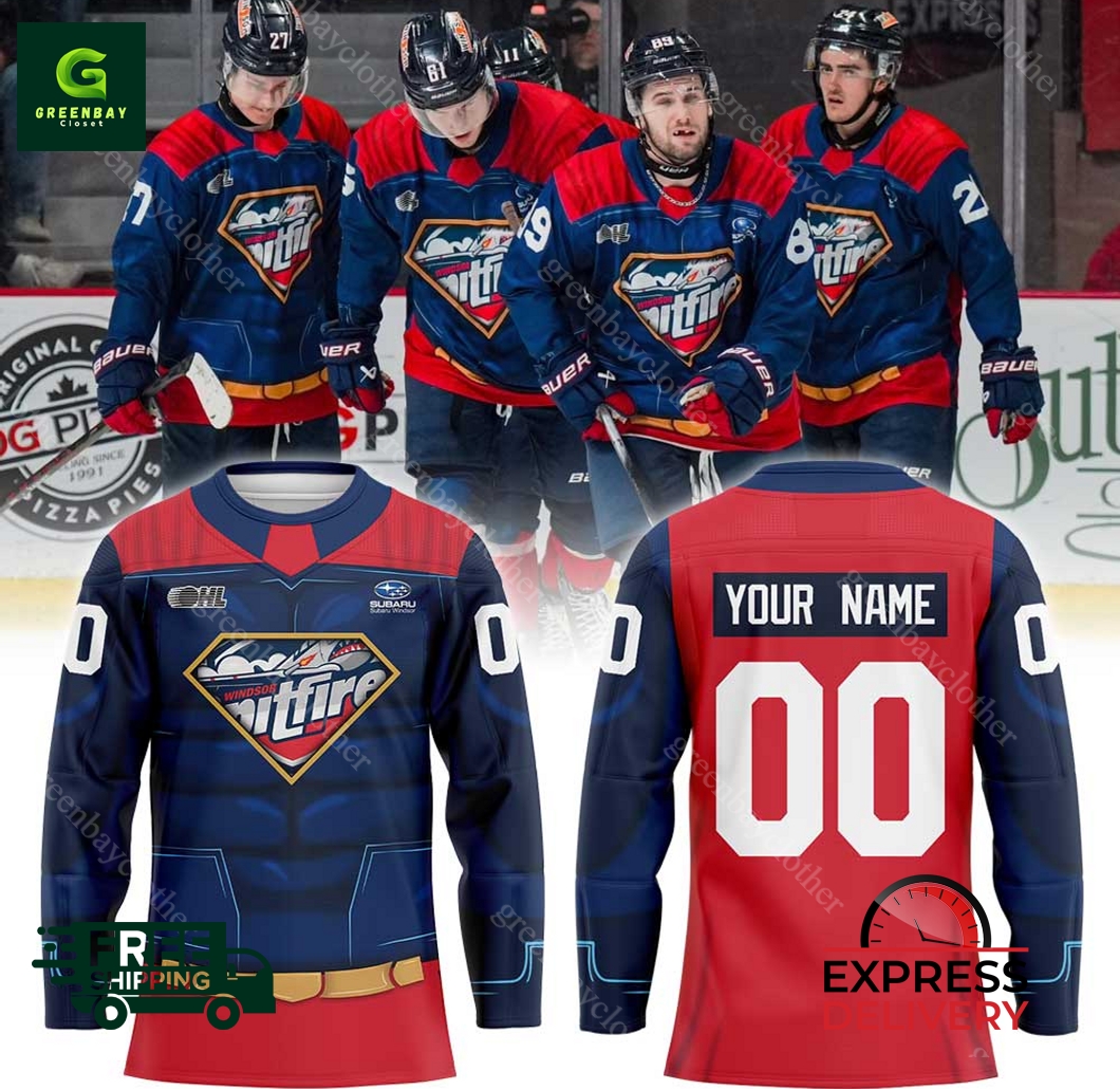 Windsor Spitfires 25 26 Super Hero Night Hockey Jersey
