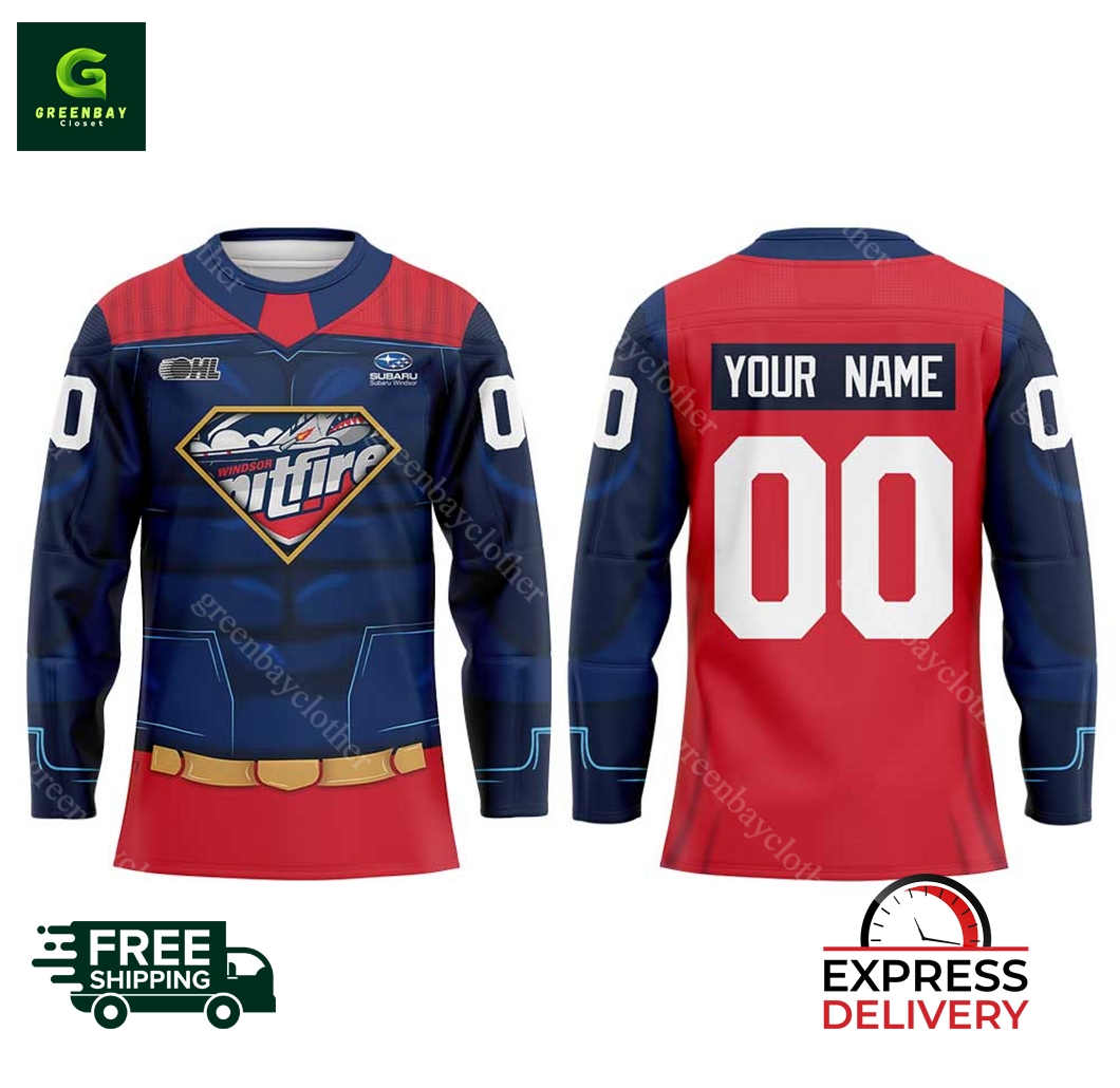 Windsor Spitfires 25 26 Super Hero Night Hockey Jersey